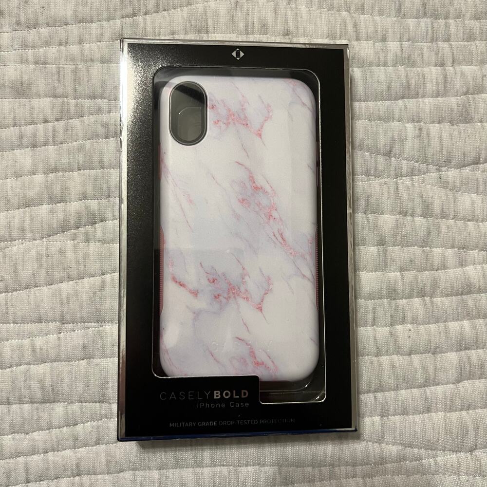 Casely Bold White and Pink Marble Case for iPhone XR